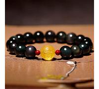 LMRJHAZ Bracciale di ricchezza Feng Shui Bracciale Naturale Obsidian Cinnabar Heart Sutra Buddha Beads Lucky Charms Attrarre Buona Luck Money Love Giade Bangle Regalo per Uomini/Donne, 8mm Cinnabar