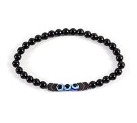 LMRJHAZ Bracciale gembo gioiello fascino, perle di onice nere naturali Bracciale in perline, braccialetti a sospensione blu e malvagia