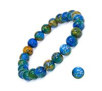 LMRJHAZ Bracciale gemella di gioielli di fascino, braccialetti di perline per perle di pietra ciano rotonde naturale braccialetti elastici bracciale cristallino gioielli di cristallo per uomini donne
