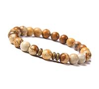 LMRJHAZ Bracciale gemella di gioielli fascino, braccialetti di perline perle in pietra maculata marrone naturale braccialetti di cristallo elastico reiki cristallo gioielli per uomini donne