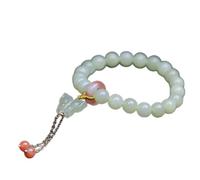 LMRJHAZ Bracciale Giada hetiano Naturale 8mm Perline Agate Feng Shui inciso Farfalla Fortunato Farfalla a Sospensione Bracciale Elastico Talisman Spirituale per Donne femminilità AMA la prosperità
