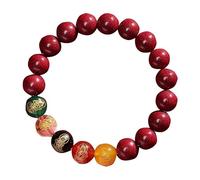 LMRJHAZ Bracciale Panzhu, Rosario Buddista, Perle di Rosario, a Cinque Via di Dio della ricchezza Cinnabar Buon Bracciale di Buon auspicio Bracciale per sollecitare Denaro per la ricchezza disegnando