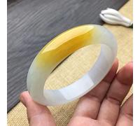 LMRJHAZ Bracciale per Braccialetto Giada da Donna, Giada Naturale Un Braccialetto Giada di Grado, Bracciale Giada Giallo con Fiori galleggianti, Il per Madre, per la Fidanzata, con gioielleria,