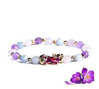 LMRJHAZ Bracciale pixiu Bracciale Feng Shui Wealth Bracciale Cambiamento Pi Yao Charm Multi-Gem Bracciale Cristallino Rosa Quarzo Ametista Equilibrio Gem Lucky Amuleto Ricco per Denaro Buona Fortuna