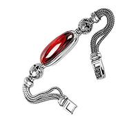 LMRJHAZ Braccialetti per Donne 925 Argento da 6,89 Pollici a Catena Rosso Melograno Bracciale di calcedonio Verde Rosso Bracciale Rosso