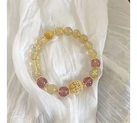 LMRJHAZ Braccialetto bracciale feng shui cristallo bracciale naturale fragola di quarzo ghisa gold gold rotilated quarzo bracciale gioielli amuleto attrarre denaro per la prosperità
