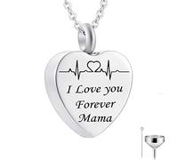 LMRJHAZ Cenere di Cuore Ciondolo, Catene di Collana in Acciaio Inossidabile Ti Amo per Sempre ... Ciondolo di medaglioni commemorativi per Uomini Donne con Kit a Imbuto e Borsa