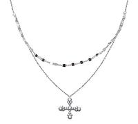 LMRJHAZ Collana a Doppio Strato di Colore Argento per Donne Crate Clavicle Short Chilker Female personalità Coreano Gioielli