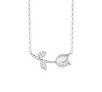 LMRJHAZ Cravatta per tulipica abbagliante 925 Argento Sterling per Donne e Ragazze, Set di Orecchini da Collana di Giglio - Elegante Collana di Fiore di Tulipano, Colletto di Tulipano, Gioielli