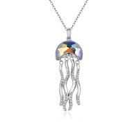 LMRJHAZ Cristalli da Collana a Ciondolo con Nappa di Gelatine per Donne 925 collane in Argento Sterling Regalo