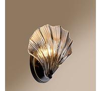 LMRJHAZ da a Parete per Tutto Il Rame Lanterna Creativa sconde a Parete a Forma di Conchiglia, Paralume a Forma di Vetro a Forma di Vetro da Pranzo da Parete Soggiorno Interno E14 (Colore: Nero)