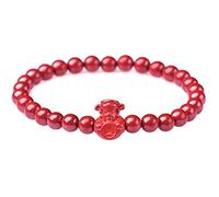 LMRJHAZ Feng Shui Bracciale Fortunato Bracciale Naturale Cinnabar Buddha Perline amuleto Braccialetto Fortunato attrarre di buona Fortuna per la buona Fortuna Love bracciangola Dona donaci malvani