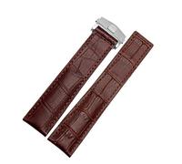 LMRJHAZ Genuina Fascia d'oro della Pelle di Vacca per Carrera Lincoln 19mm 20mm 22mm Marrone Nera Pieghevole con Fibbia con Fibbia per Orologi Uomini