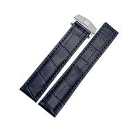 LMRJHAZ Genuina fascia d'oro della pelle di vacca per Carrera Lincoln 19mm 20mm 22mm marrone nera pieghevole con fibbia con fibbia per orologi uomini