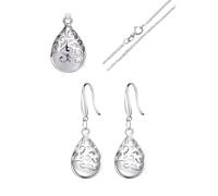 LMRJHAZ Gioielli 925 Set di Gioielli opali per Donne - Elegante Caduta d'Acqua Canno Regolabile Collana Calco di Orecchie Set di Orecchini, Punk impilando la Pietra di Luna colonne Gioielli Fatti