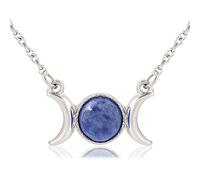 LMRJHAZ Gioielli Crystal Birthstone Triple Moon Goddess per Donne Uomini Ragazze, Dianty Crescent Moon Fase Guarigione Regali di Compleanno del Chakra per Madre Friends Gioielli per Ragazze