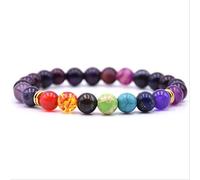 LMRJHAZ gioielli Obsidian 7 Chakra Braccialetti e braccialetti Yoga Balance perle Buddha Preghiera Bracciale elastico Uomini Regali di pietra naturale Pulseira Gioielli