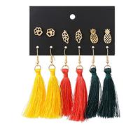 LMRJHAZ Gioielli per Donne Donne Orecchini d'Argento, Boho 6pairs/Set Colorati Lunghi Nappe Donne Che Cadono Orecchini in Lega di Gioielli Geometrici Irregolari Doni di brincos per Fidanzata,