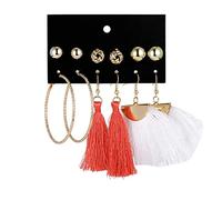 LMRJHAZ Gioielli per Donne Donne Orecchini d'Argento, Boho 6pairs/Set Colorati Lunghi Nappe Donne Che Cadono Orecchini in Lega di Gioielli Geometrici Irregolari Doni di brincos per Fidanzata,