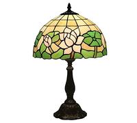 LMRJHAZ Lampada da scrivania in Stile Tavolo in Vetro colorato con Fiore di Loto e Foglie groen Paralume per la Base in Lega Leggera da Letto per Camera da Letto necessaria (Base Groen)