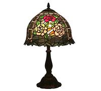 LMRJHAZ Lampada da Tavolo da 12 Pollici Light da scrivania antichi con paralamodi in Vetro colorato per peonia per la Camera da Letto per Il Soggiorno Illuminazione Decorativa necessaria