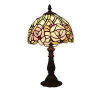 LMRJHAZ Lampada da Tavolo da 8 Pollici Colorati in Vetro Stile Pastorale Modello Floreale Paralume per la Camera per Bambini Che Vive Illuminazione da Letto Necessario