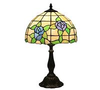 LMRJHAZ Lampade da Tavolo in Stile Lampada da Comodino Blauw e paralamote di Vetro colorato di Rosa Viola per Soggiorno Camera da Letto Lettura Luce la Base di Resina necessaria