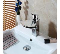 LMRJHAZ Lavello del Bagno rubinetti rogni del Bacino di Ottone Solido Moderni rubinetti del Rubinetto del Bagno a Cascata Singolo Foro Freddo e Acqua Calda Tap -tazzine Mixer di rubinetti, rubinetti