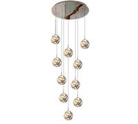 LMRJHAZ Moderno Grande Chaner di Grandi Scale, 8/10/12/15/18 luci a LADAGE CHANERS per Villa, Base in Acciaio Inossidabile a Sfera di Vetro Grigio fumoso, Illuminazione a Sospensione Moderna per