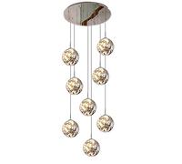 LMRJHAZ Moderno Grande Scale di Grandi Dimensioni, 8/10/12/15/18 luci a LASASE CHANERS per Villa, Base in Acciaio Inossidabile a Sfera di Vetro Grigio fumoso, Illuminazione a Sospensione Moderna per