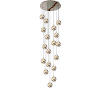 LMRJHAZ Moderno Grande Scale di Grandi Dimensioni, 8/10/12/15/18-luci di staise Chaners per Villa, Base in Acciaio Inossidabile a Sfera di Vetro Grigio fumoso, Illuminazione a Sospensione Moderna per