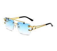 LMRJHAZ Nuovi occhiali da sole vintage senza montatura 2025 per gli uomini occhiali da sole Steampunk retrò donne punk moda occhiali retrò sfumature, Blu, Taglia unica