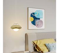 LMRJHAZ Nuovo lampadario creativo per camera dei bambini ufo volante camera da letto comodino piccolo ciondolo luce alluminio oro astronauta decorazione lampada da soffitto per bambini. Interessante l