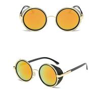 LMRJHAZ Occhiali da Sole Steampunk Women Round Glasses Men Side Visor Circle Vintage Retro Style Punk