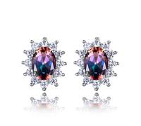 LMRJHAZ Orecchini da donna con stallone con AAAAA Royal blu verde chiaro spinello zircone ovale 925 orecchini a fiocchi di neve in argento sterling