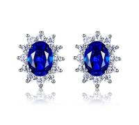 LMRJHAZ Orecchini da donna con stallone con AAAAA Royal blu verde chiaro spinello zircone ovale 925 orecchini a fiocchi di neve in argento sterling