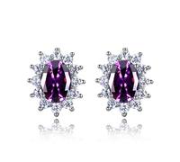 LMRJHAZ Orecchini da donna con stallone con AAAAA Royal blu verde chiaro spinello zircone ovale 925 orecchini a fiocchi di neve in argento sterling