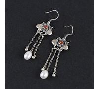 LMRJHAZ Orecchini per donne, orecchini a gocce in stile cinese S925 orecchini vintage femminile intarsiata thailai