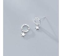 LMRJHAZ Orecchini per le donne, Orecchini S925 Arte femminile coreana Shining a cinque punti anello di pattern ad onde stelle
