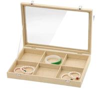 LMRJHAZ Organizzatore di Dollari Organizzatore Organizzatore Organizzatore Canna del pianto per Pendenza del Braccialetto con Vetro Trasparente Gioielli di Gioielli in Lino in Vetro