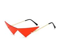 LMRJHAZ Oversize Triangolo Un Pezzo Donne Occhiali Da Sole Vintage Rimless Clear Ocean Lens Eyewear Moda Uomini Occhiali Da Sole, Rosso dorato., Taglia unica