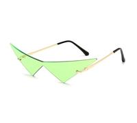 LMRJHAZ Oversize Triangolo Un Pezzo Donne Occhiali Da Sole Vintage Rimless Clear Ocean Lens Eyewear Moda Uomini Occhiali Da Sole, Verde dorato., Taglia unica