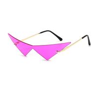 LMRJHAZ Oversize Triangolo Un Pezzo Donne Occhiali Da Sole Vintage Rimless Clear Ocean Lens Eyewear Moda Uomini Occhiali Da Sole, Viola Dorato, Taglia unica