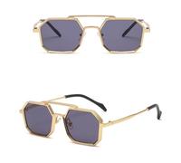 LMRJHAZ Piccoli Occhiali da Sole poligoni Donne Maschi per Occhiali Vintage Sfumature Punk uv400 Occhiali da Sole da tè
