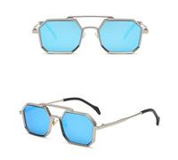 LMRJHAZ Piccoli Occhiali da Sole poligoni Donne Maschi per Occhiali Vintage Sfumature Punk uv400 Occhiali da Sole da tè