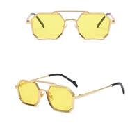 LMRJHAZ Piccoli Occhiali da Sole poligoni Donne Maschi per Occhiali Vintage Sfumature Punk uv400 Occhiali da Sole da tè