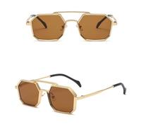 LMRJHAZ Piccoli Occhiali da Sole poligoni Donne Maschi per Occhiali Vintage Sfumature Punk uv400 Occhiali da Sole da tè