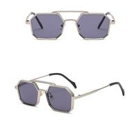 LMRJHAZ Piccoli Occhiali da Sole poligoni Donne Maschi per Occhiali Vintage Sfumature Punk uv400 Occhiali da Sole da tè