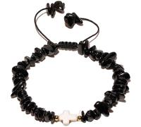 LMRJHAZ Reiki black tourmaline patatine fritte di perline di protezione cross ciondoli per donne e uomini buona fortuna preghiera