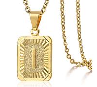 LMRJHAZ Rettangolo Lettera Iniziale Pendant Charm per Uomo Capitale Placcato per Le Donne Catena di Collana a Sospensione 18 Pollici